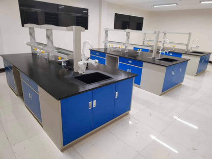 Laboratory furniture of sinks, tables, cabinets for lab use